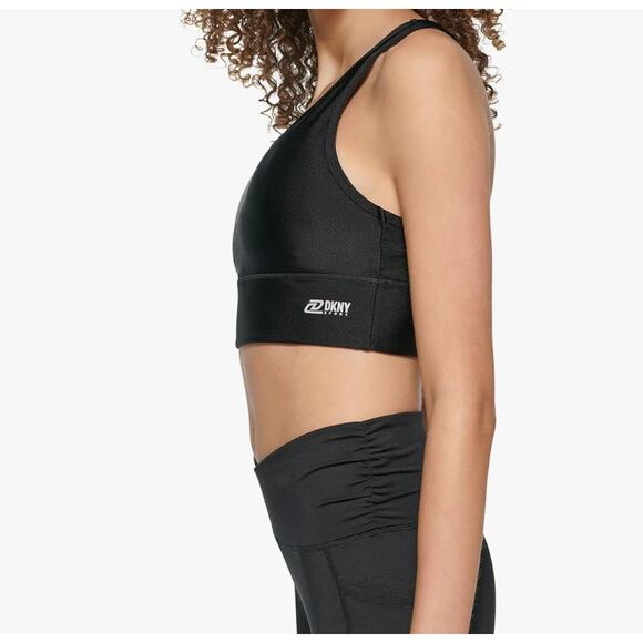 DKNY Women's Boat Neck Sports Black Sports Bra XS - Picture 2 of 4